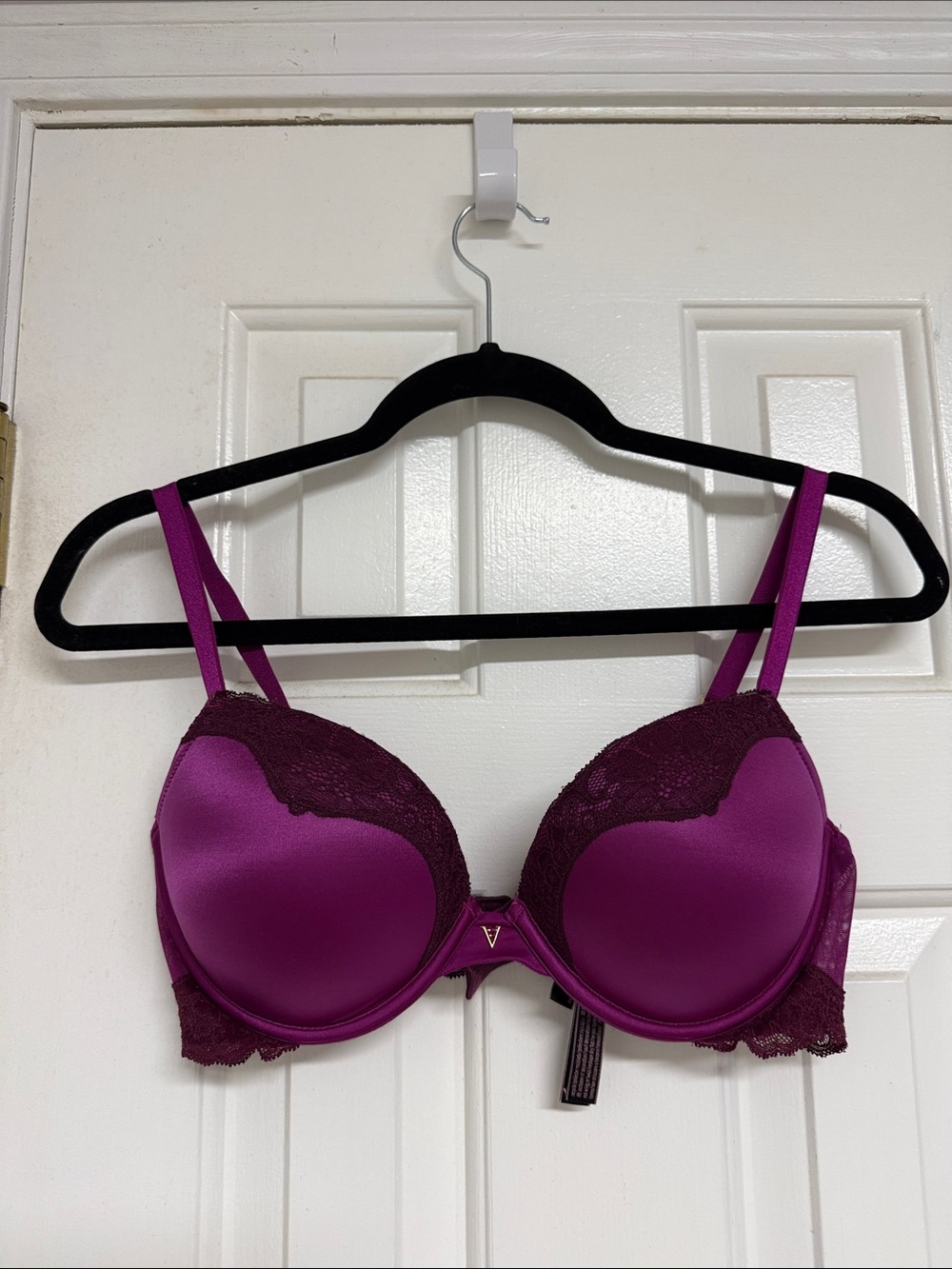 Victoria's Secret Satin Lace Push-Up Bra in Plum Berry